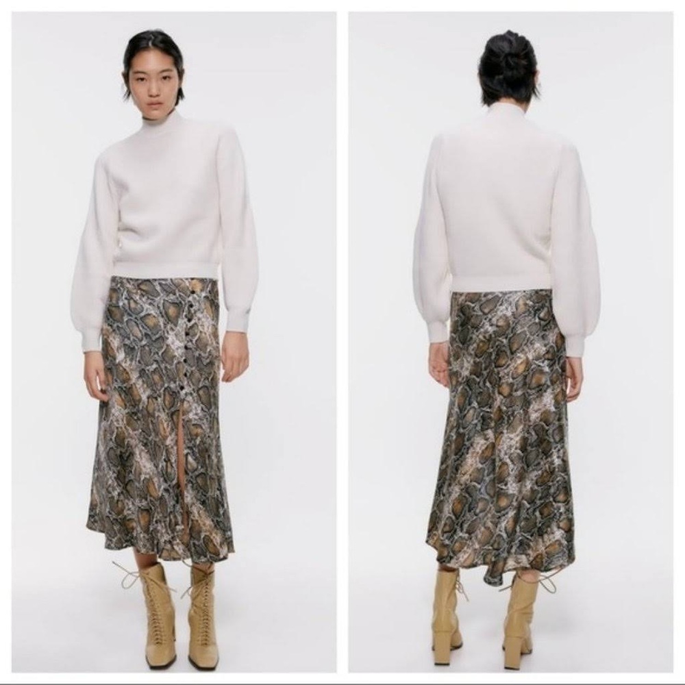 Zara Midi Satin Skirt w/ slit